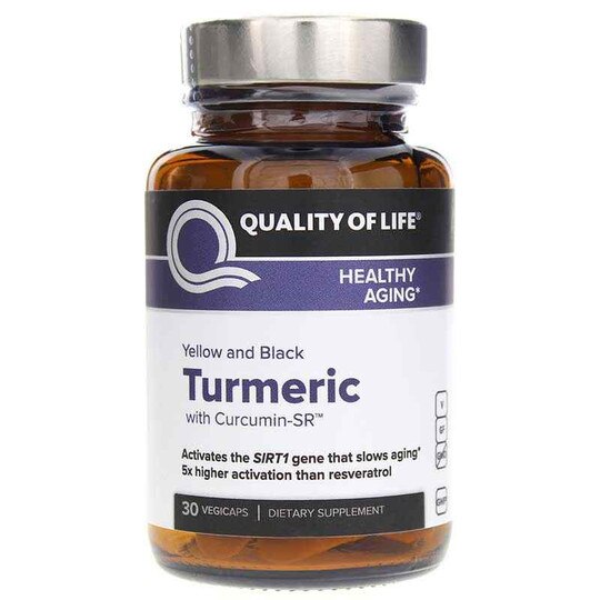 Yellow and Black Turmeric with Curcumin-SR, 30 Veg Capsules, QOL