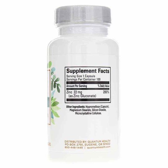 Zinc 22 Mg, 100 Capsules, QHT