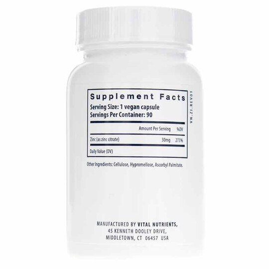 Zinc (citrate) 30 Mg, 90 Veg Capsules, VTN