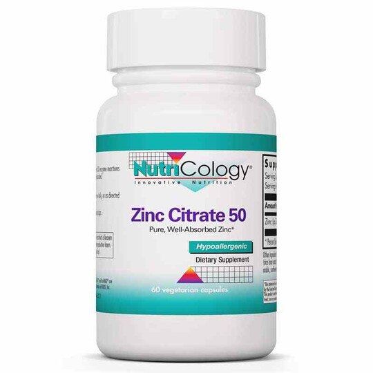 Zinc Citrate 50, 60 Veg Capsules, NTC