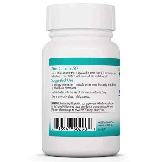 Zinc Citrate 50, 60 Veg Capsules, NTC
