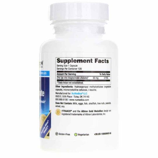 Zinc Glycinate, 120 Veg Capsules, NUM