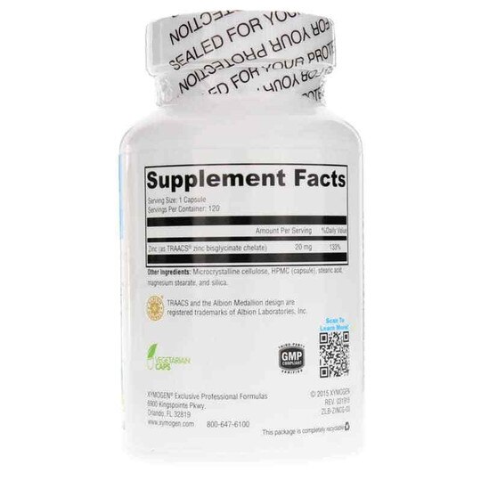 Zinc Glycinate, 120 Veg Capsules, XYM