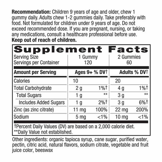 Zinc Gummies 11 Mg, 120 Gummies, NWA
