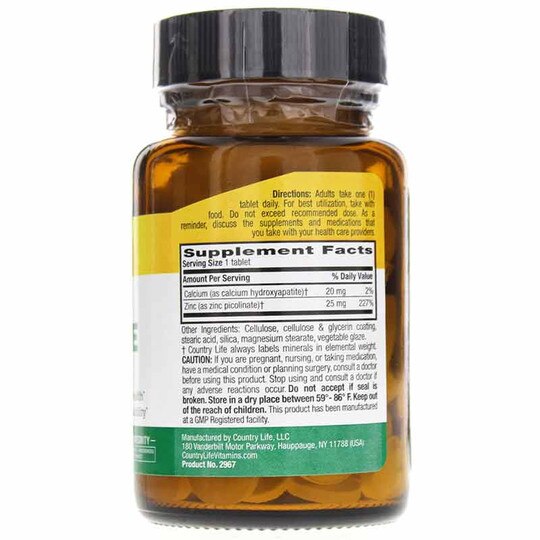 Zinc Picolinate 25 Mg, 100 Tablets, CTL