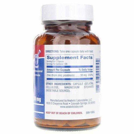 Zinotate Zinc Picolinate 30 Mg, 100 Capsules, ANL